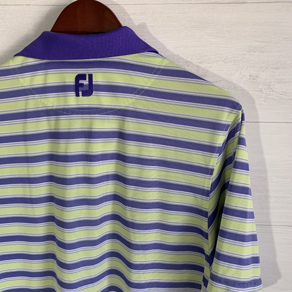 FootJoy Green Purple Striped Polo Shirt - Picture 6 of 6